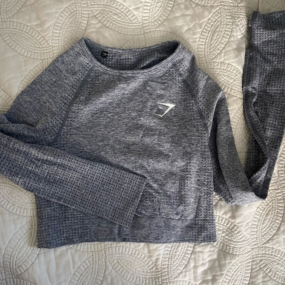 Gymshark Gray Crop Top Heather Knit